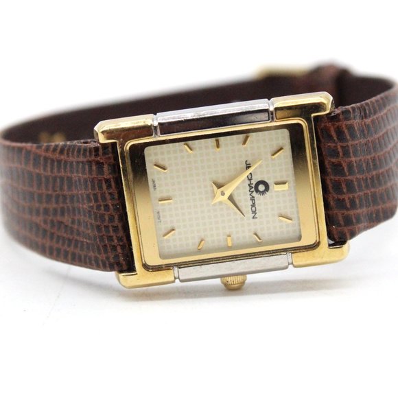J.B Champion Watch Womens Gold Tone Stainless Steel Classic Brown Leather Band - Picture 6 of 8